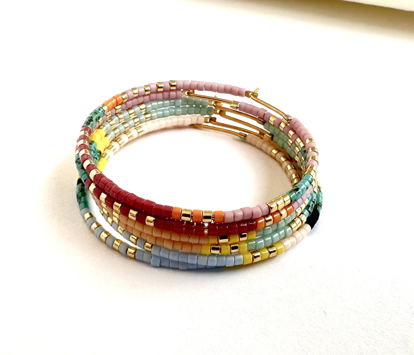 Colorful Beaded Hoop Earrings - Petra Hoops