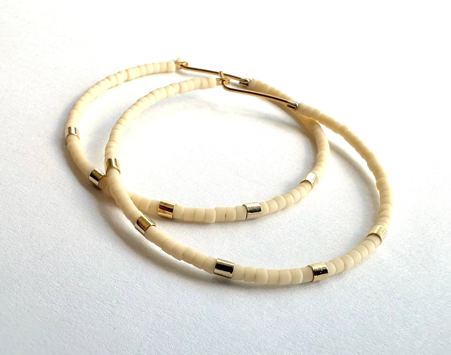 Large Minimalist Gold Bar Hoops