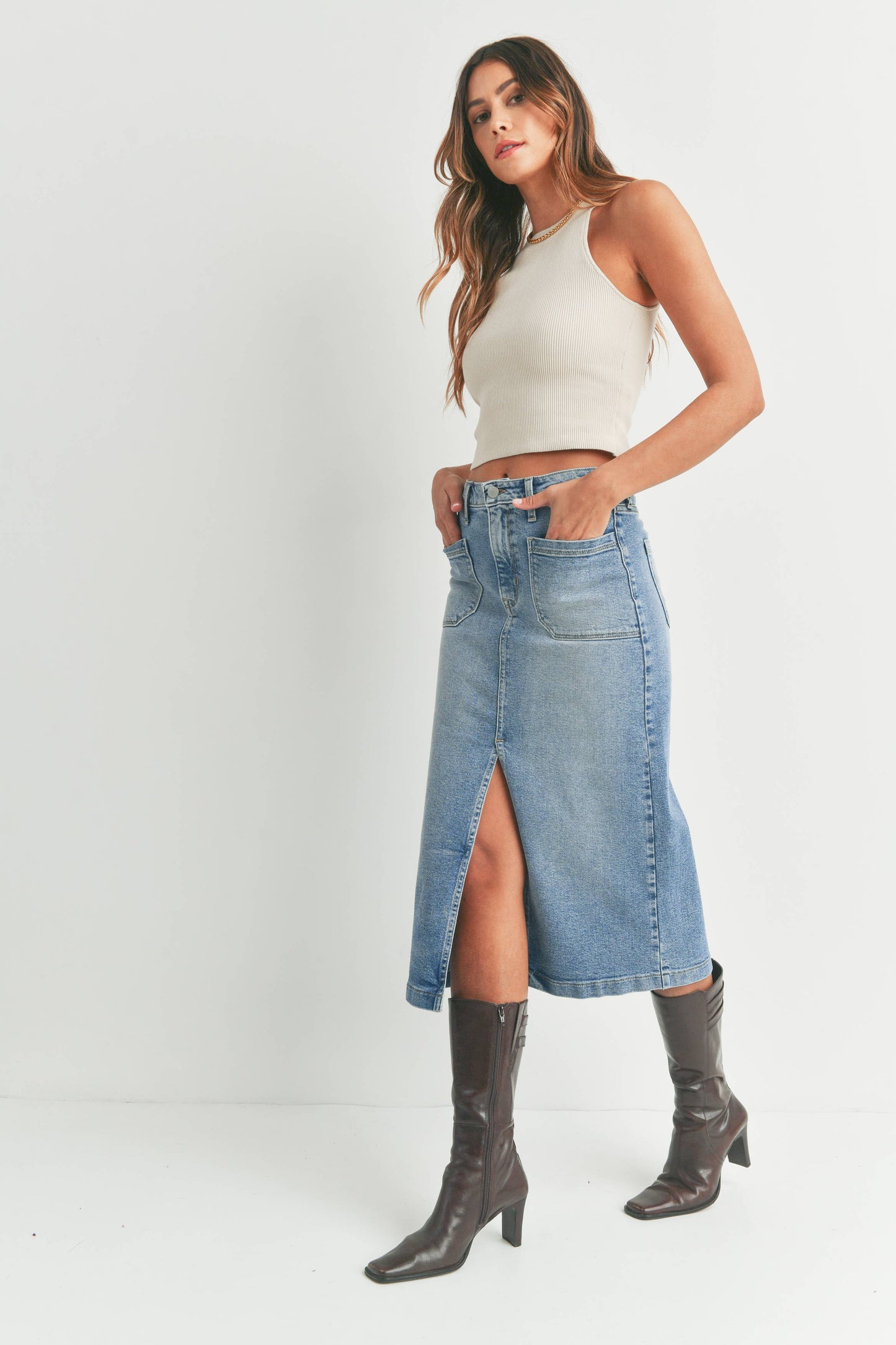Utility Pocket Midi Skirt