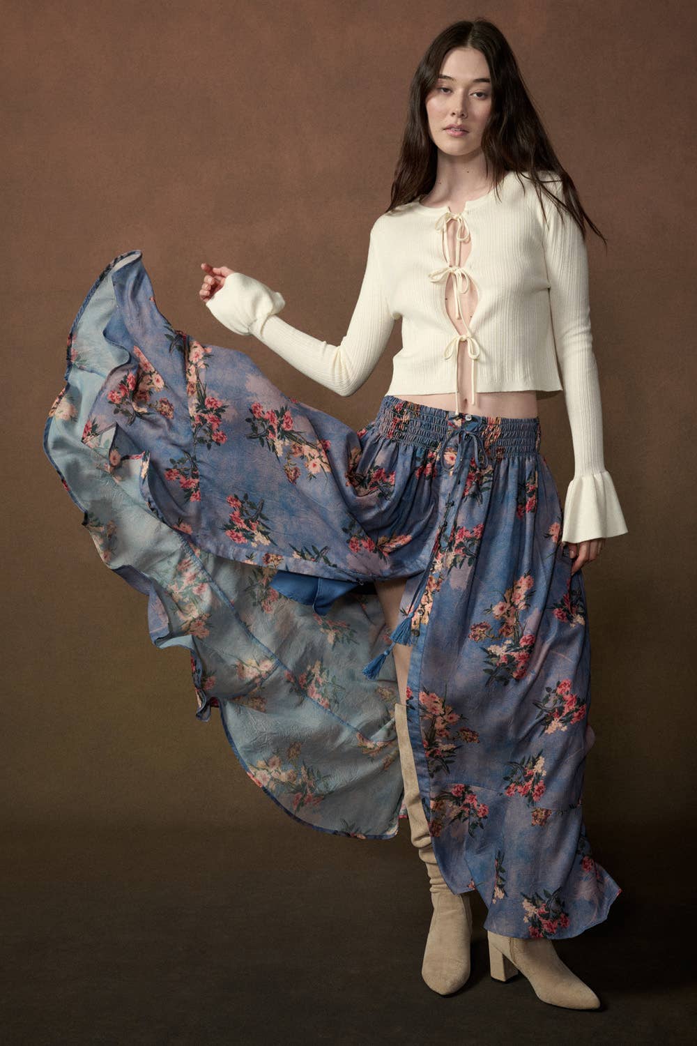 Drawstring Maxi Skirt