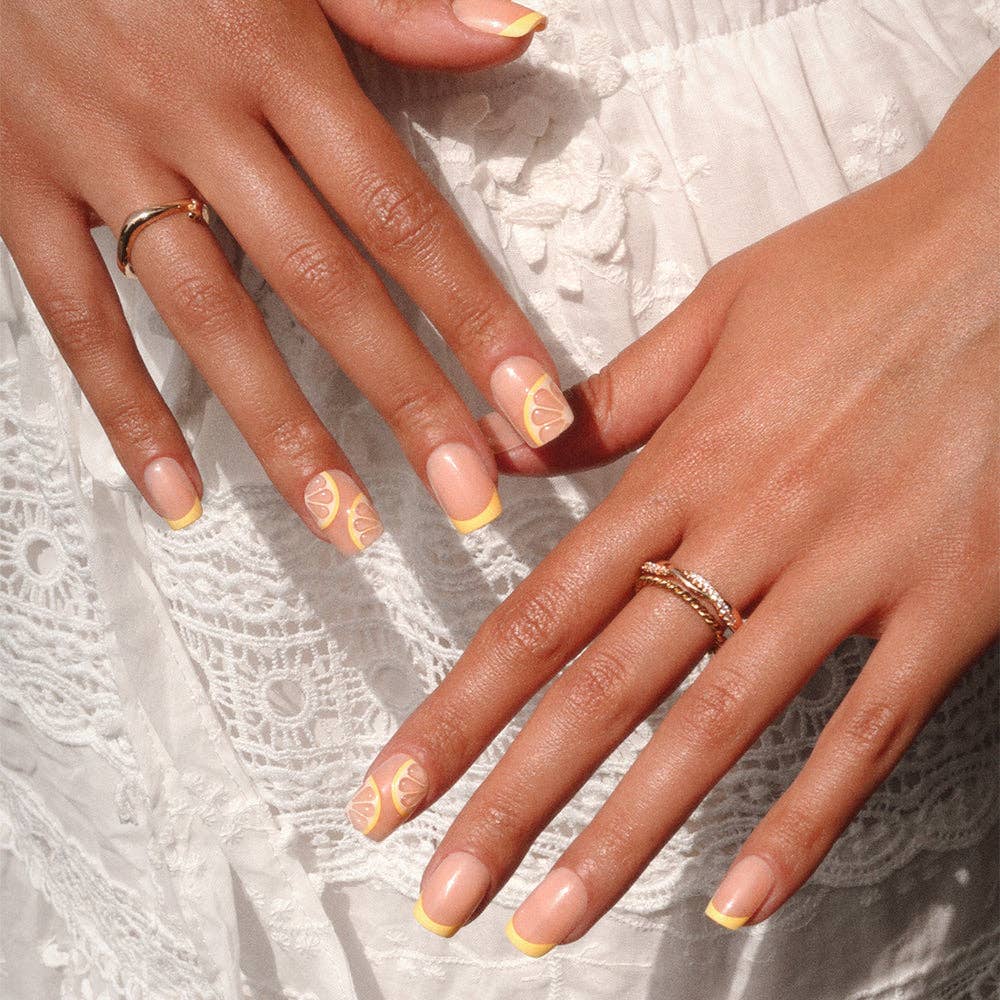 Limonata Press-On Nails | Yellow French Tip Short Squoval