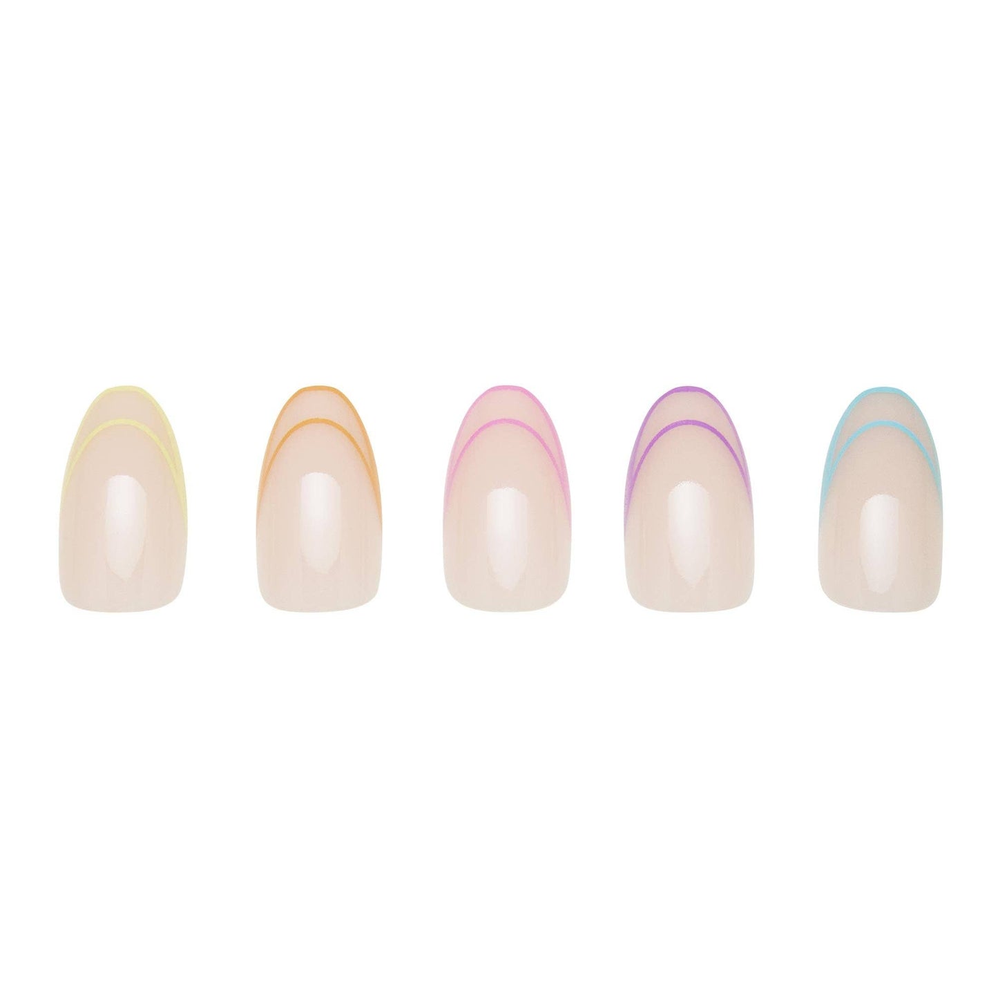 Neon Lights Press-On Nails | Short Oval | Multicolor French