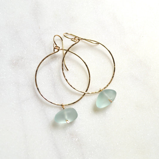 Sea Foam Glass Hoops