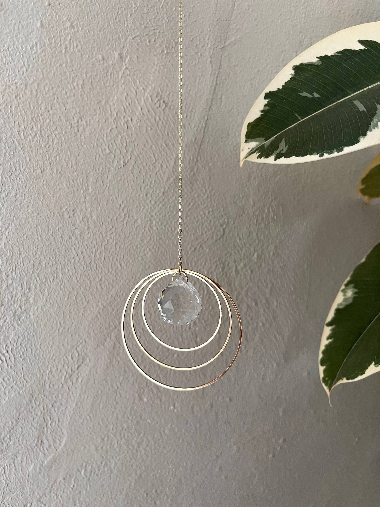 Gold Sun Catcher with Crystal Prism