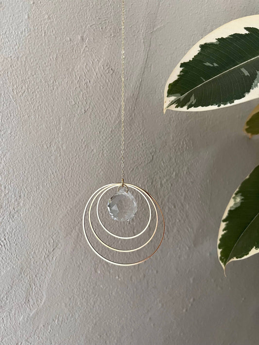 Gold Sun Catcher with Crystal Prism