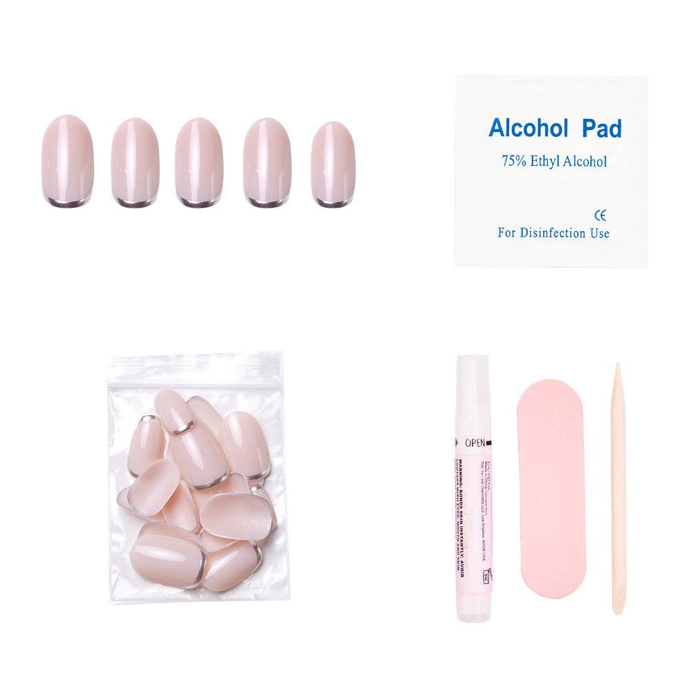 Silver Belle Press-On Nails| Silver Accent