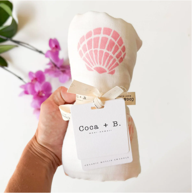Seashell Print Organic Baby Swaddle