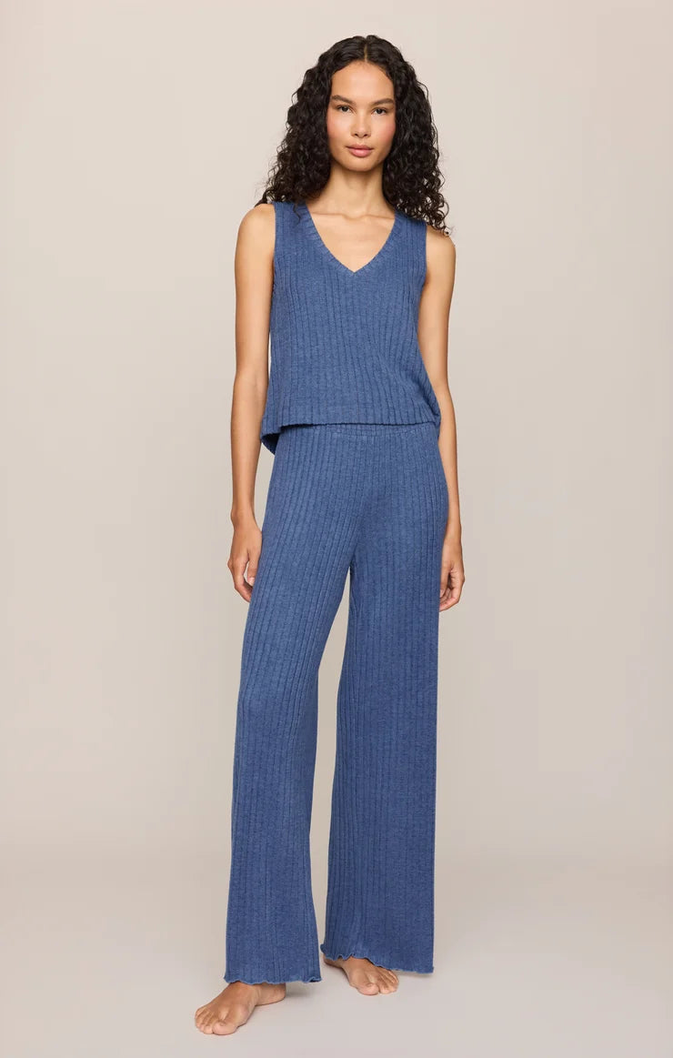 Dawn Smocked Silky Ribbed Pant