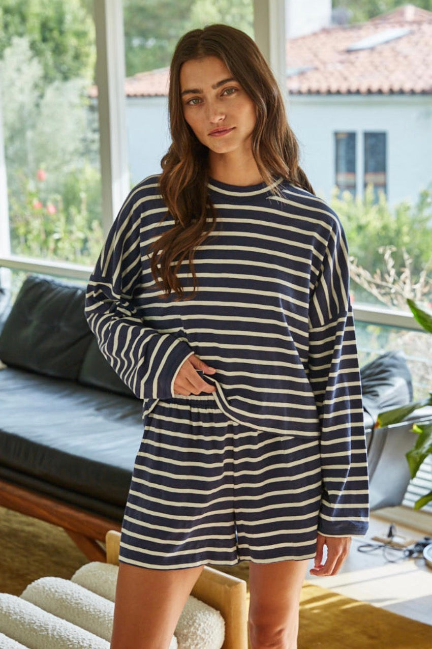 Stay In Striped Mock Top