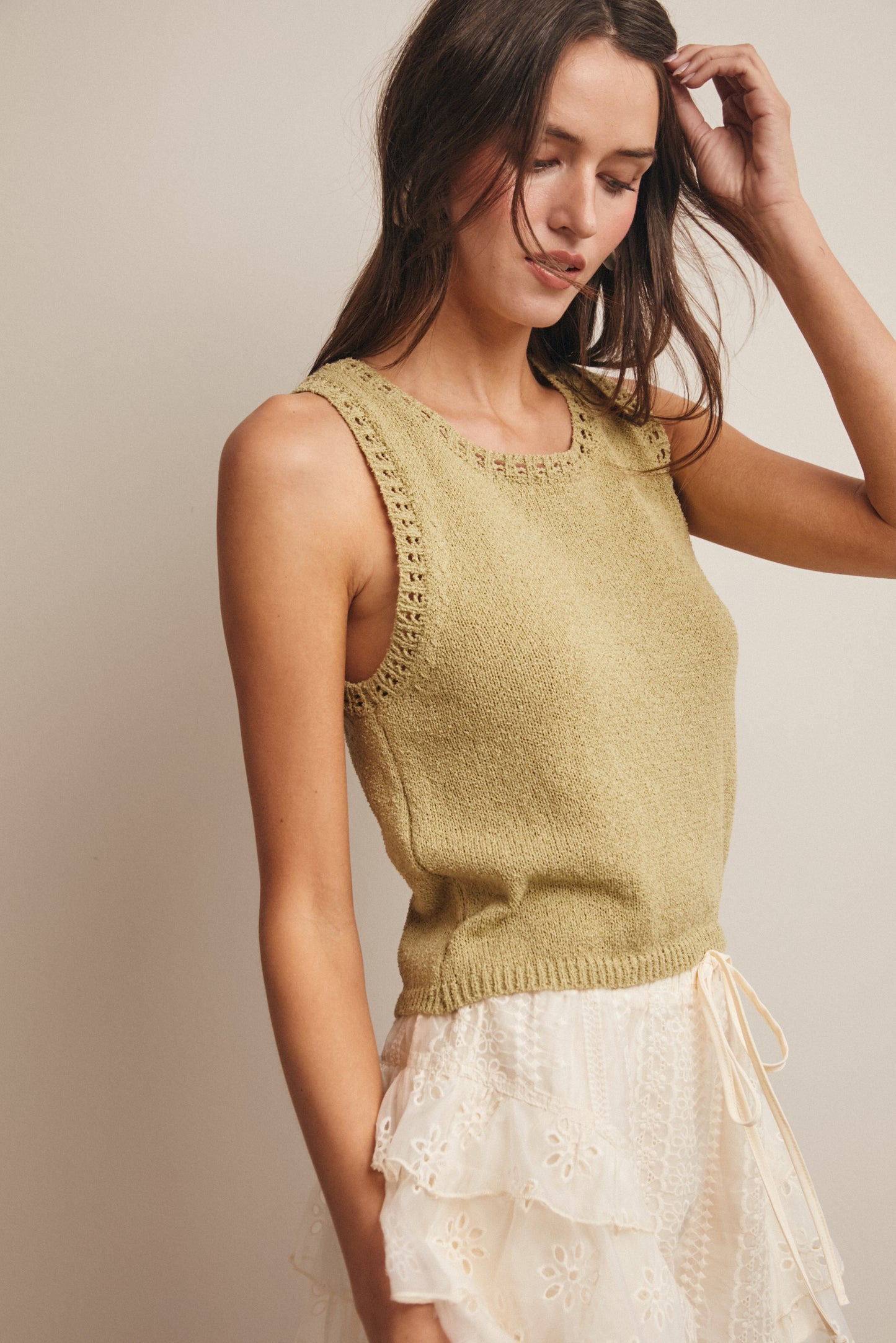 Open Knit Sleeveless Top