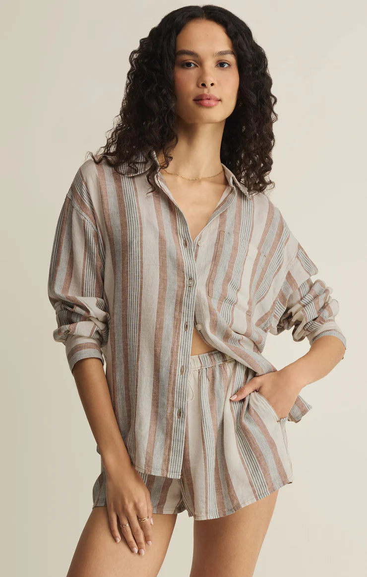 The Perfect Linen Striped Button Up