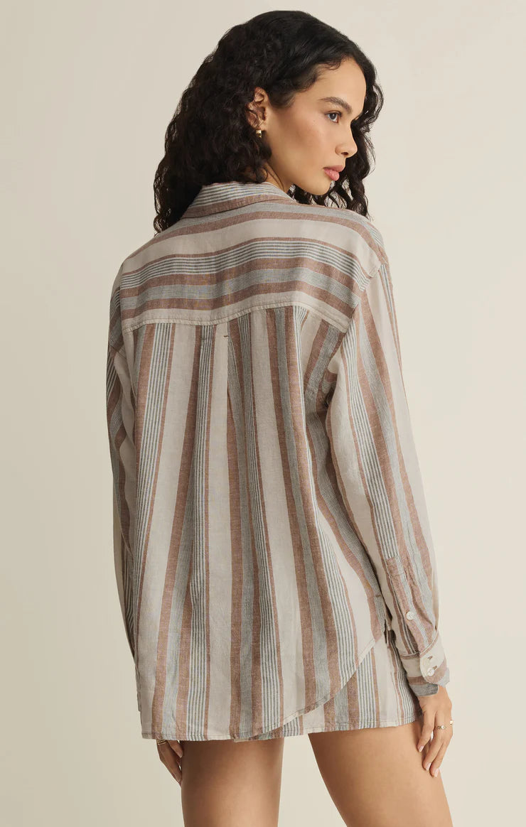 The Perfect Linen Striped Button Up