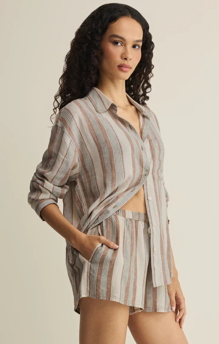 The Perfect Linen Striped Button Up