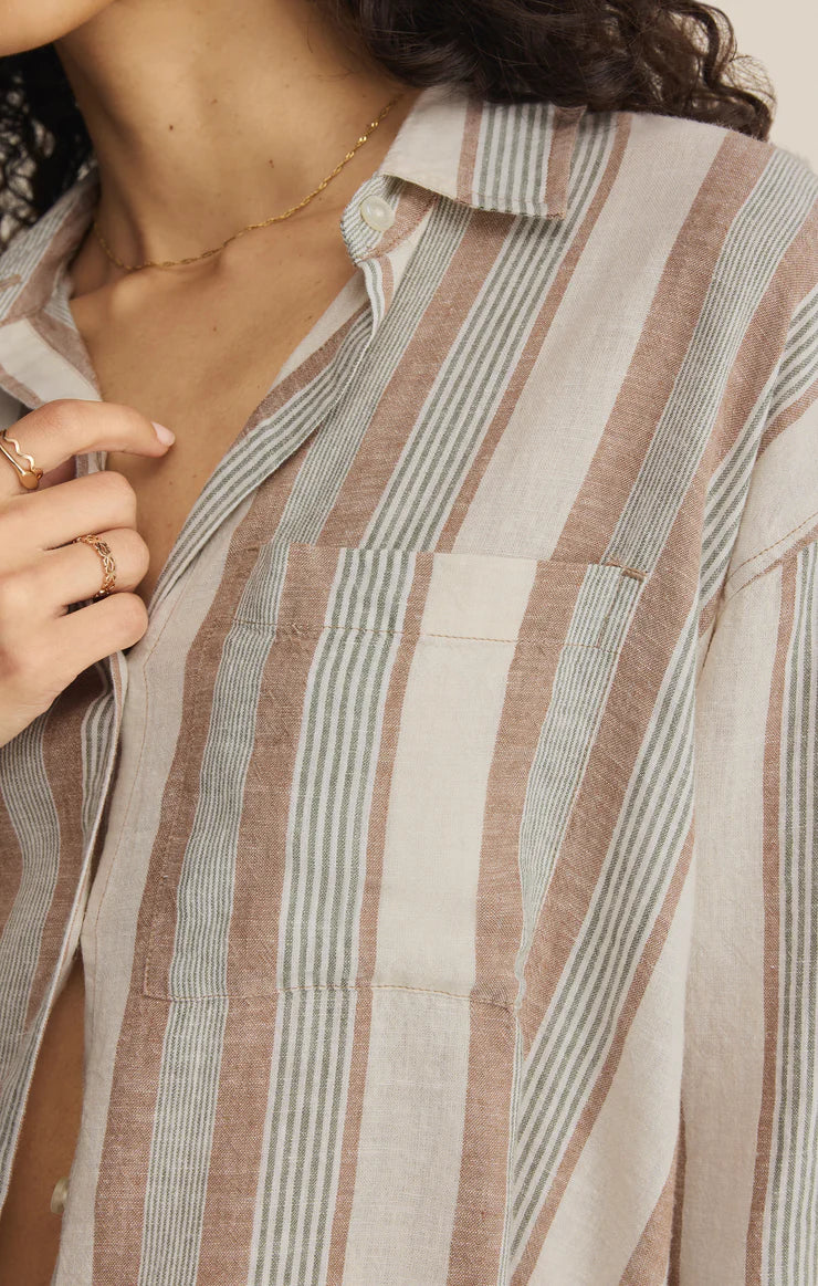 The Perfect Linen Striped Button Up