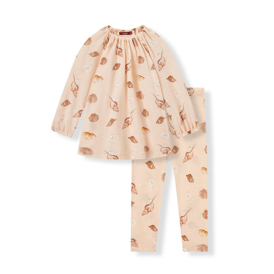 Bamboo Dress and Leggings with Seashells