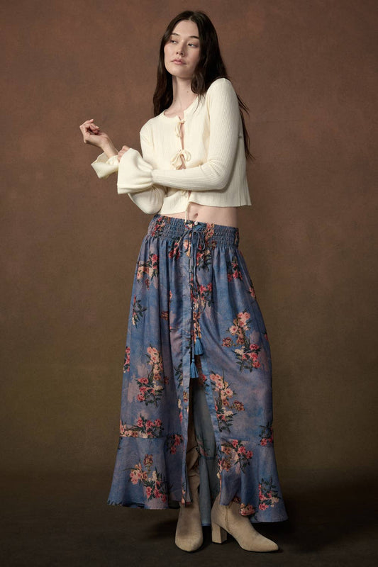 Drawstring Maxi Skirt