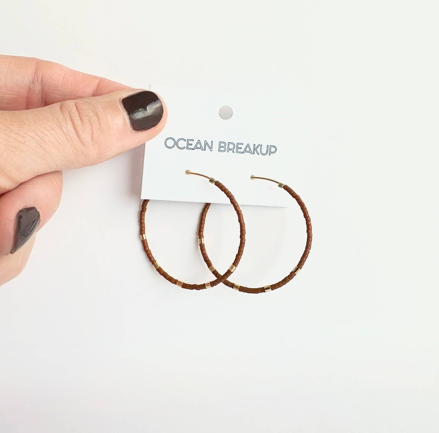 Large Minimalist Gold Bar Hoops