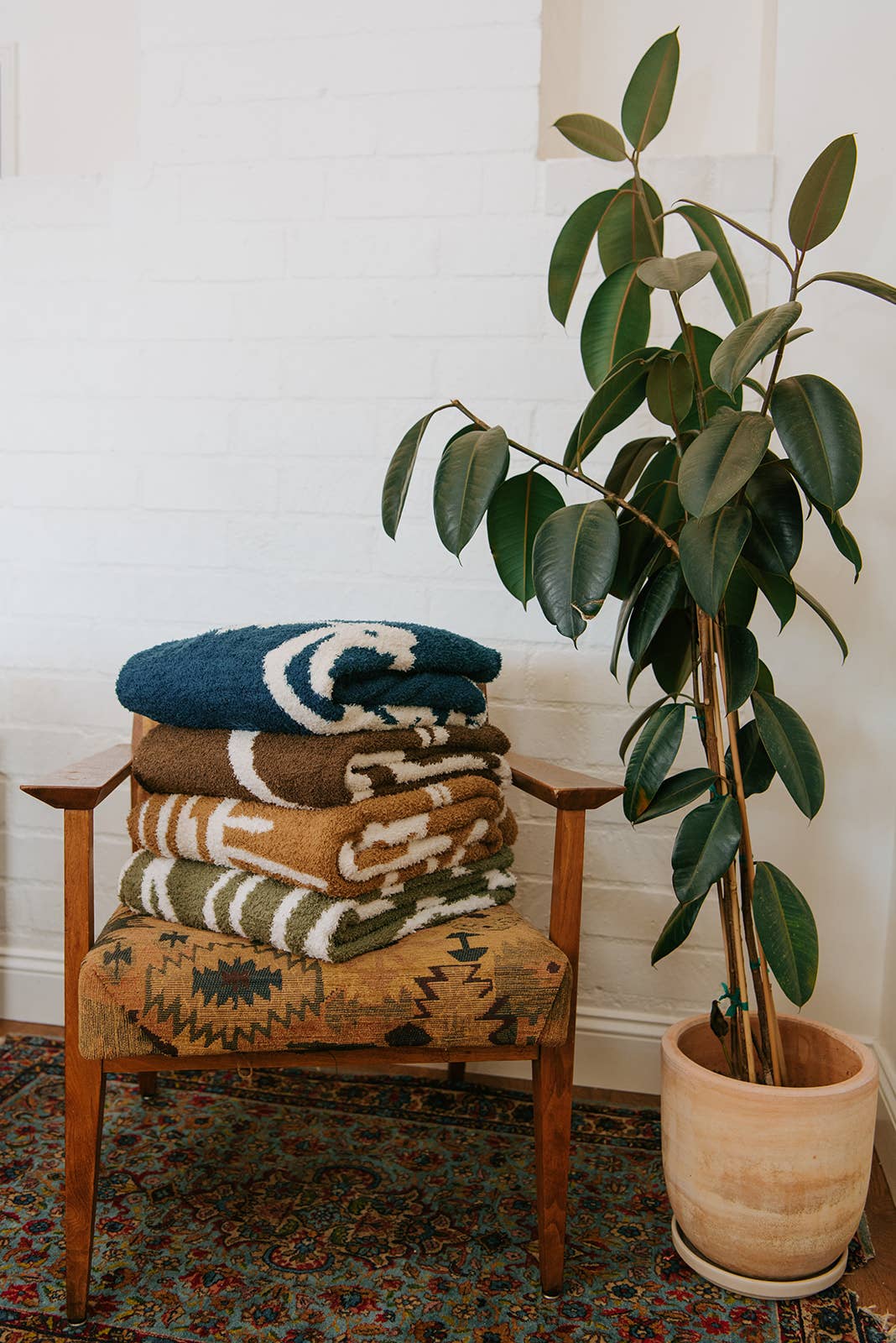 Stripe Plush Throw - Evergreen