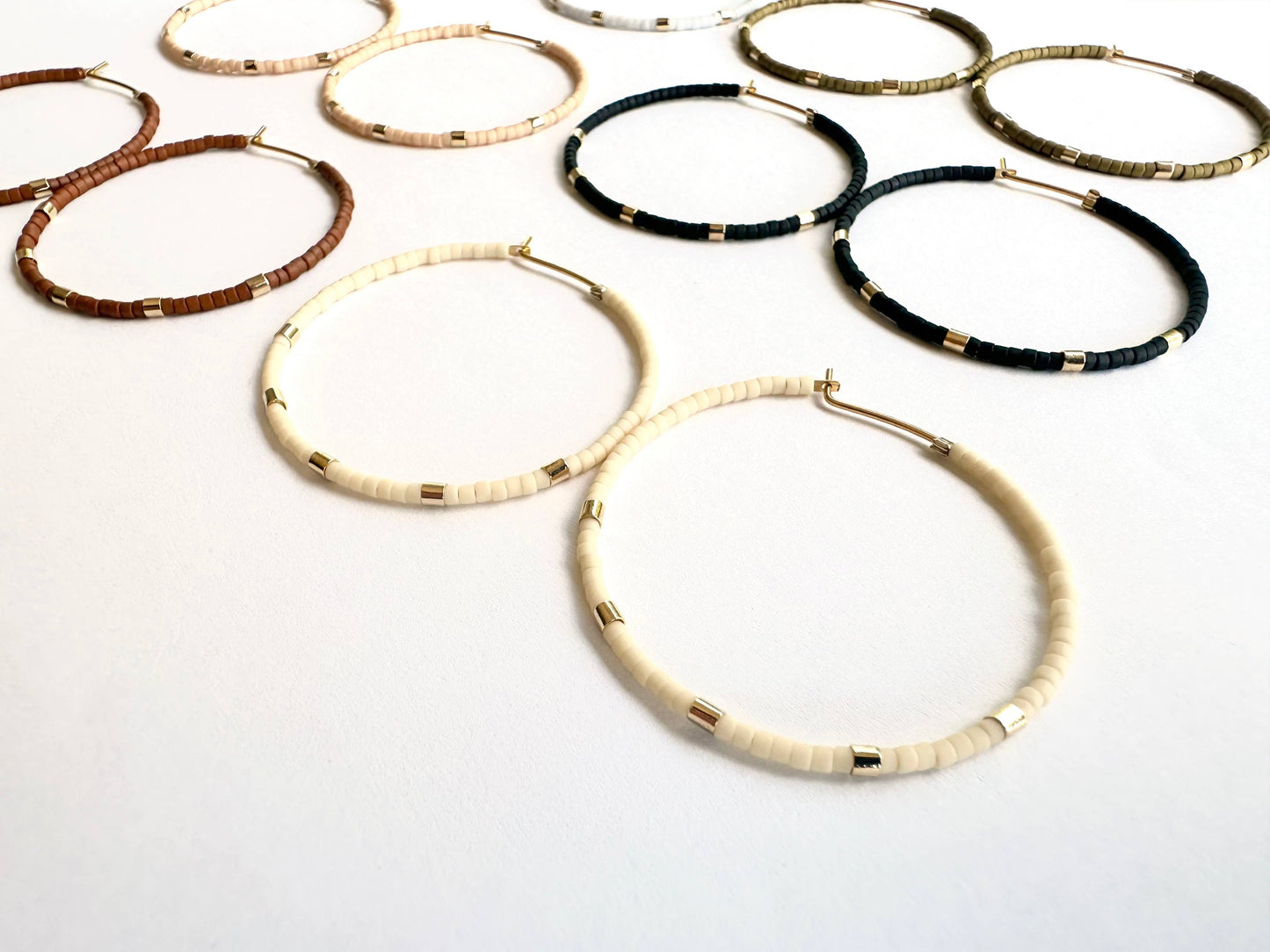 Large Minimalist Gold Bar Hoops