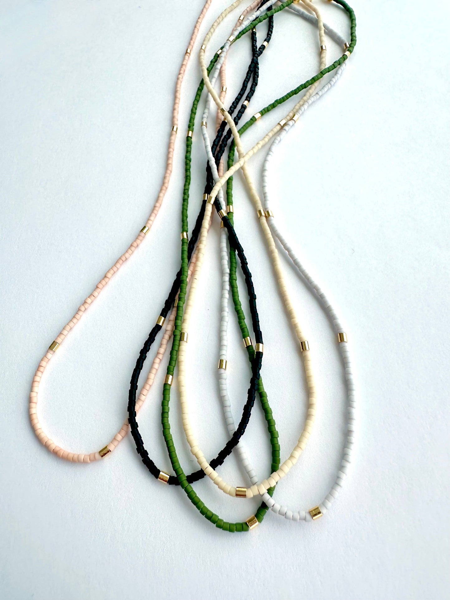 Matte Gold Bar Beaded Necklace