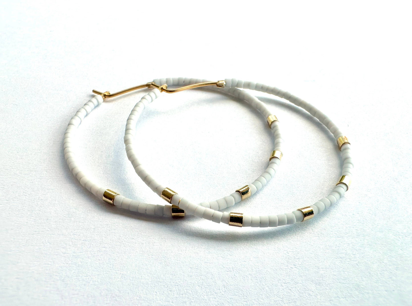 Large Minimalist Gold Bar Hoops