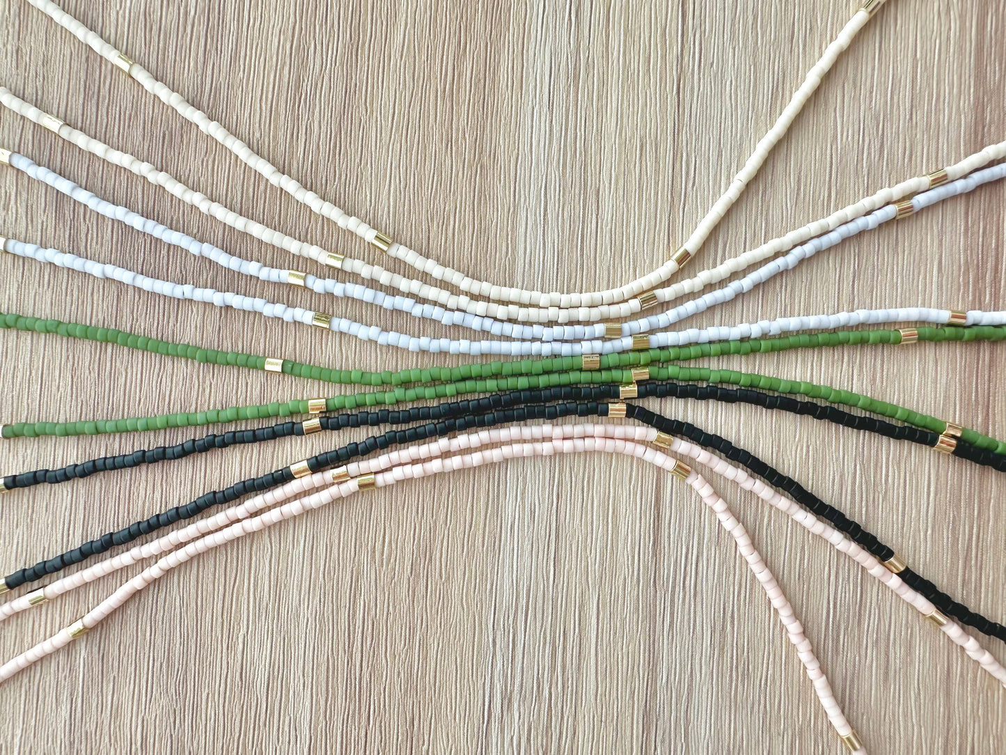 Matte Gold Bar Beaded Necklace
