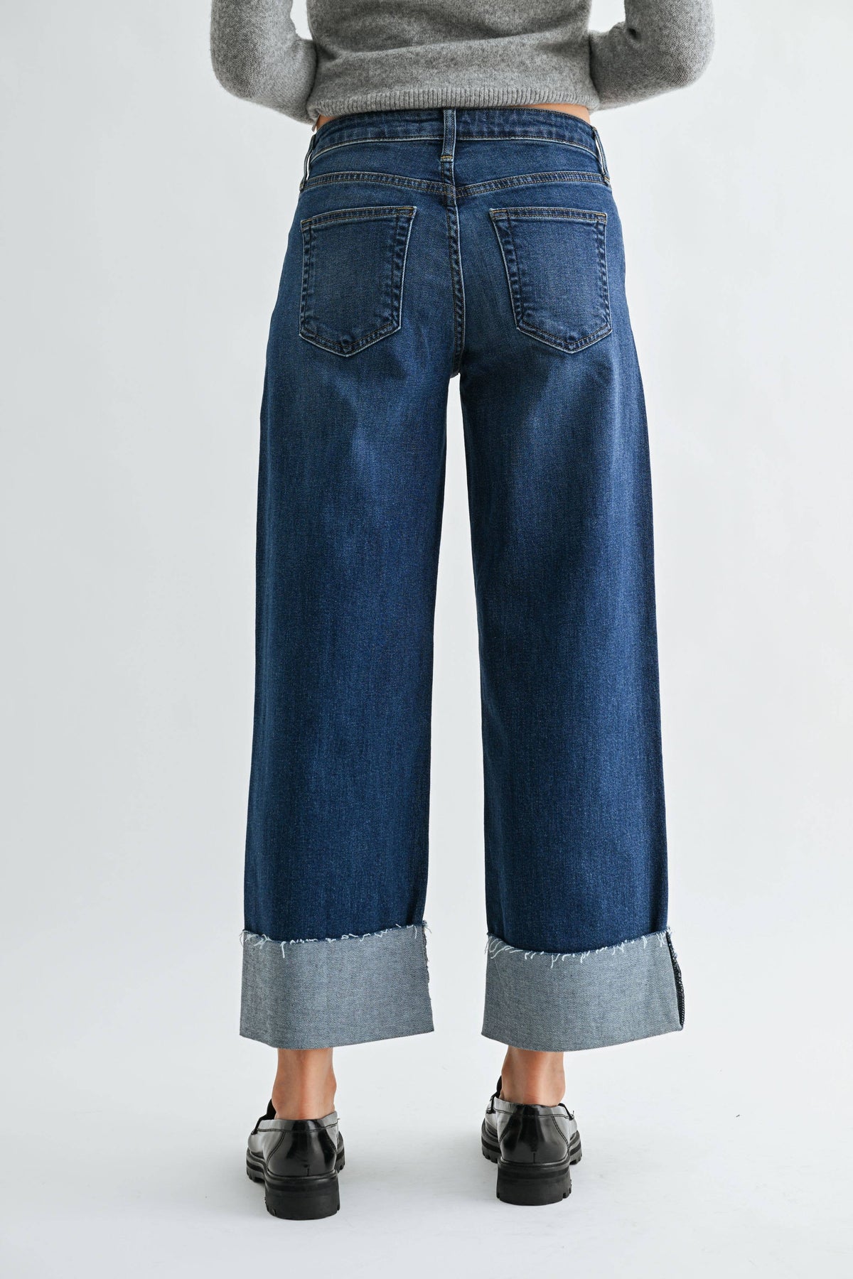 Scissor Cut Cuffed Wide Leg