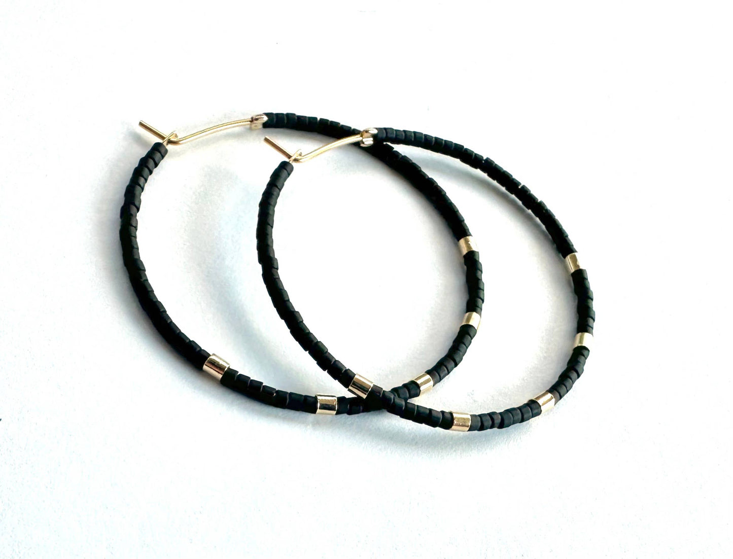 Large Minimalist Gold Bar Hoops