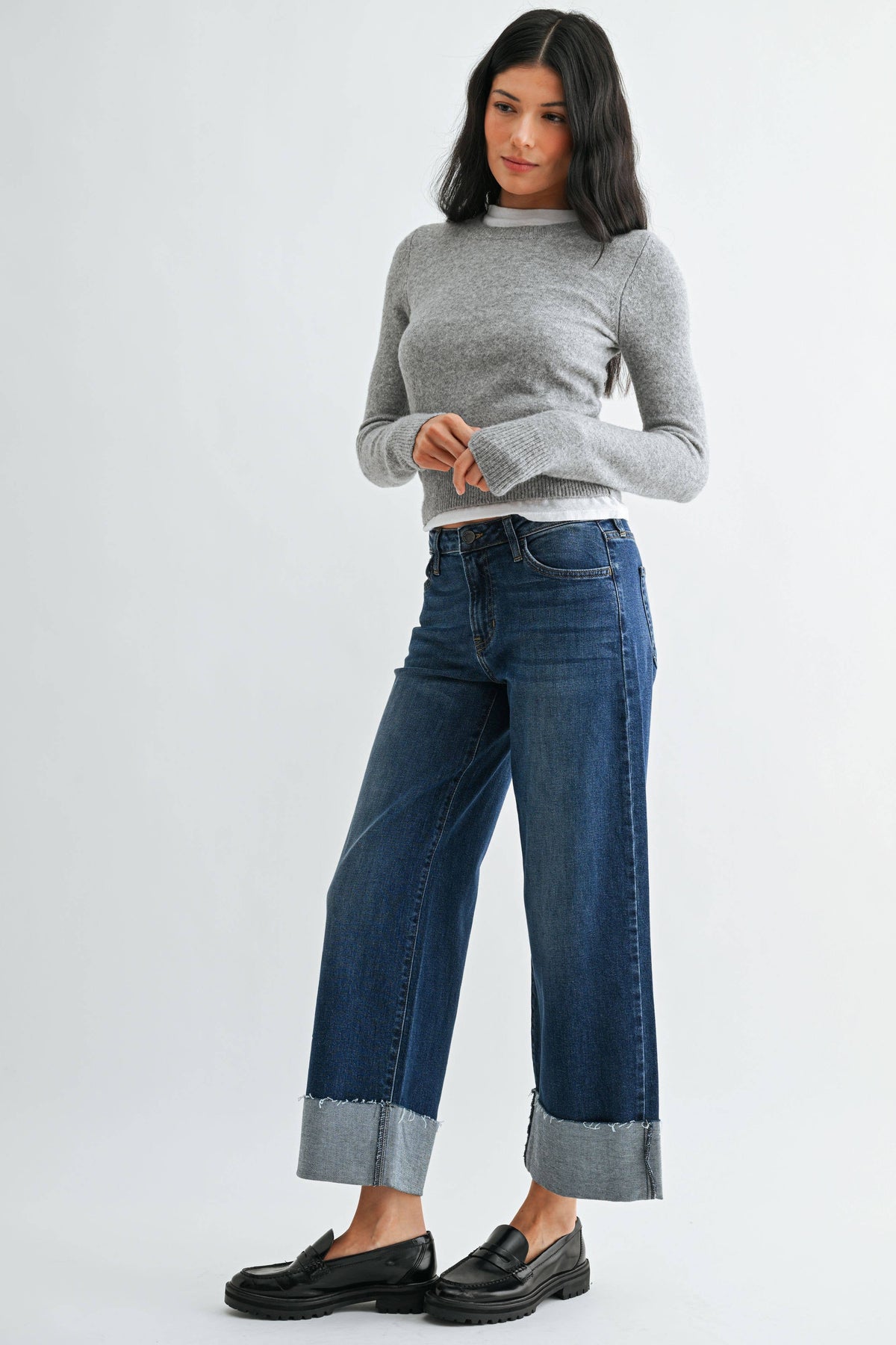 Scissor Cut Cuffed Wide Leg