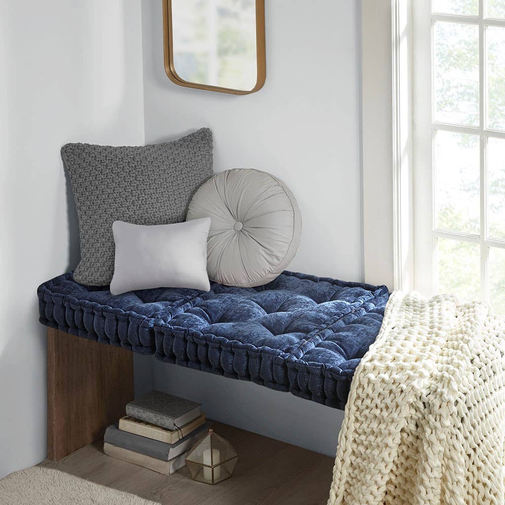 Square Floor Cushion, Navy Blue