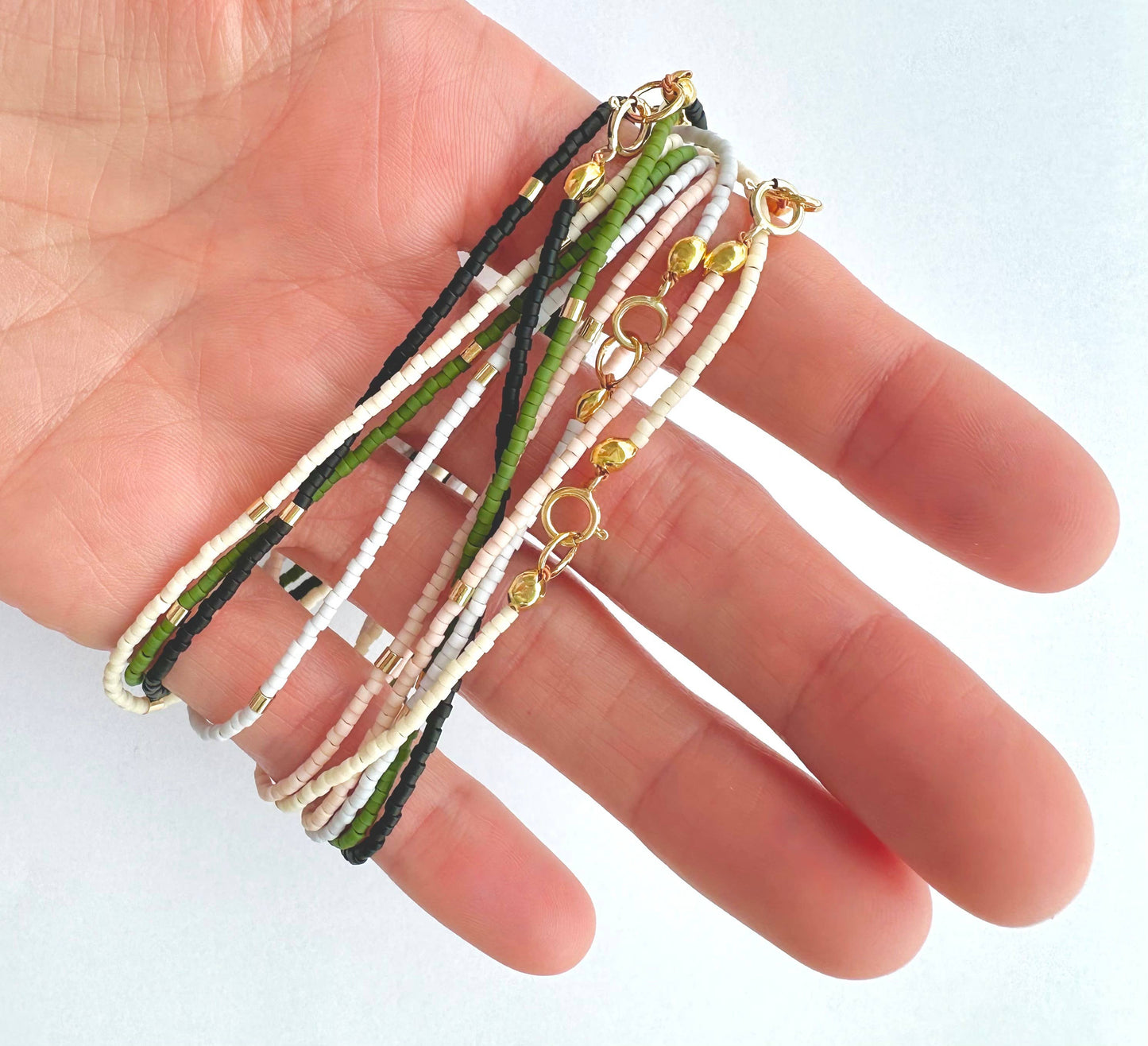 Matte Gold Bar Beaded Necklace