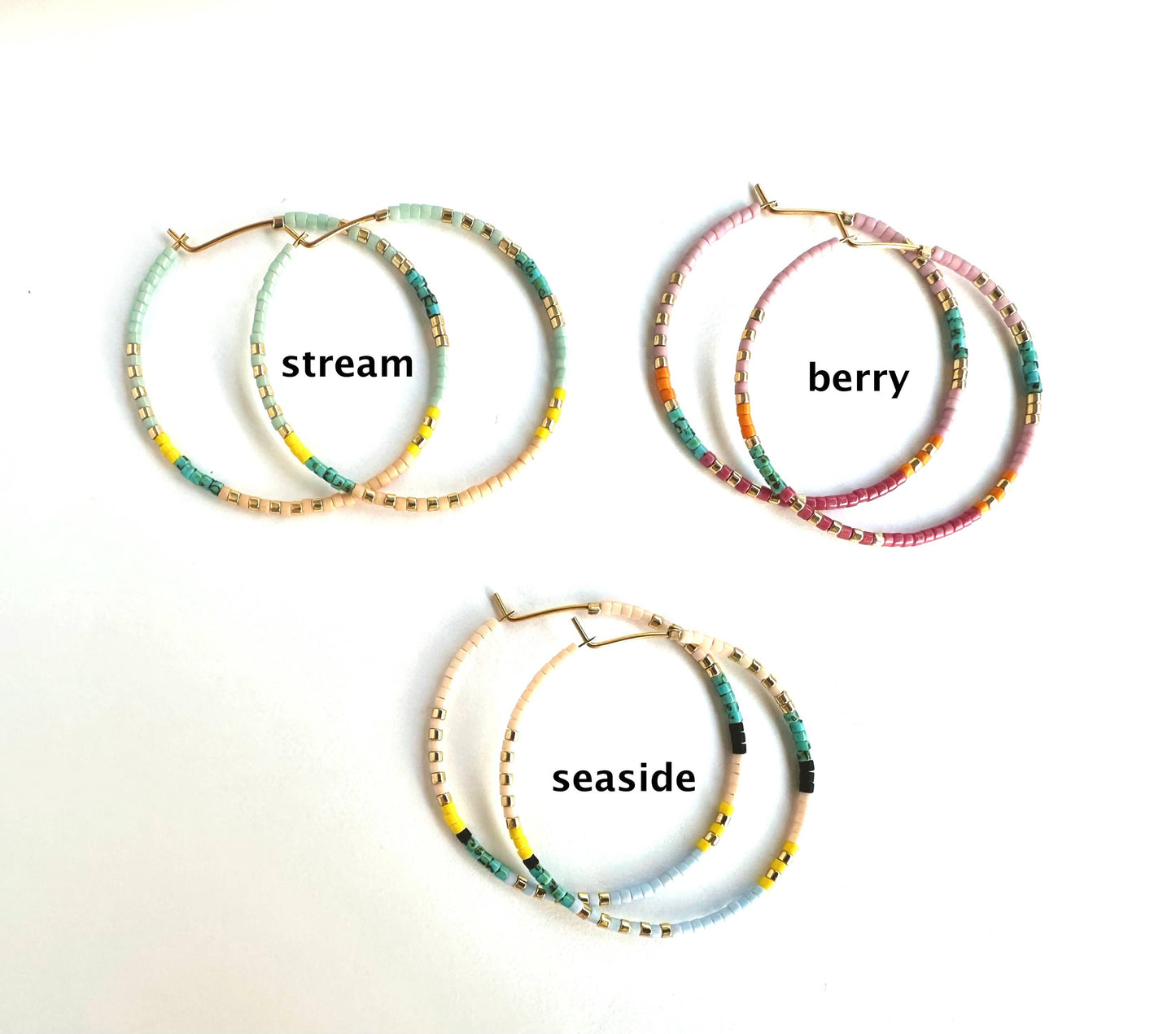 Colorful Beaded Hoop Earrings - Petra Hoops