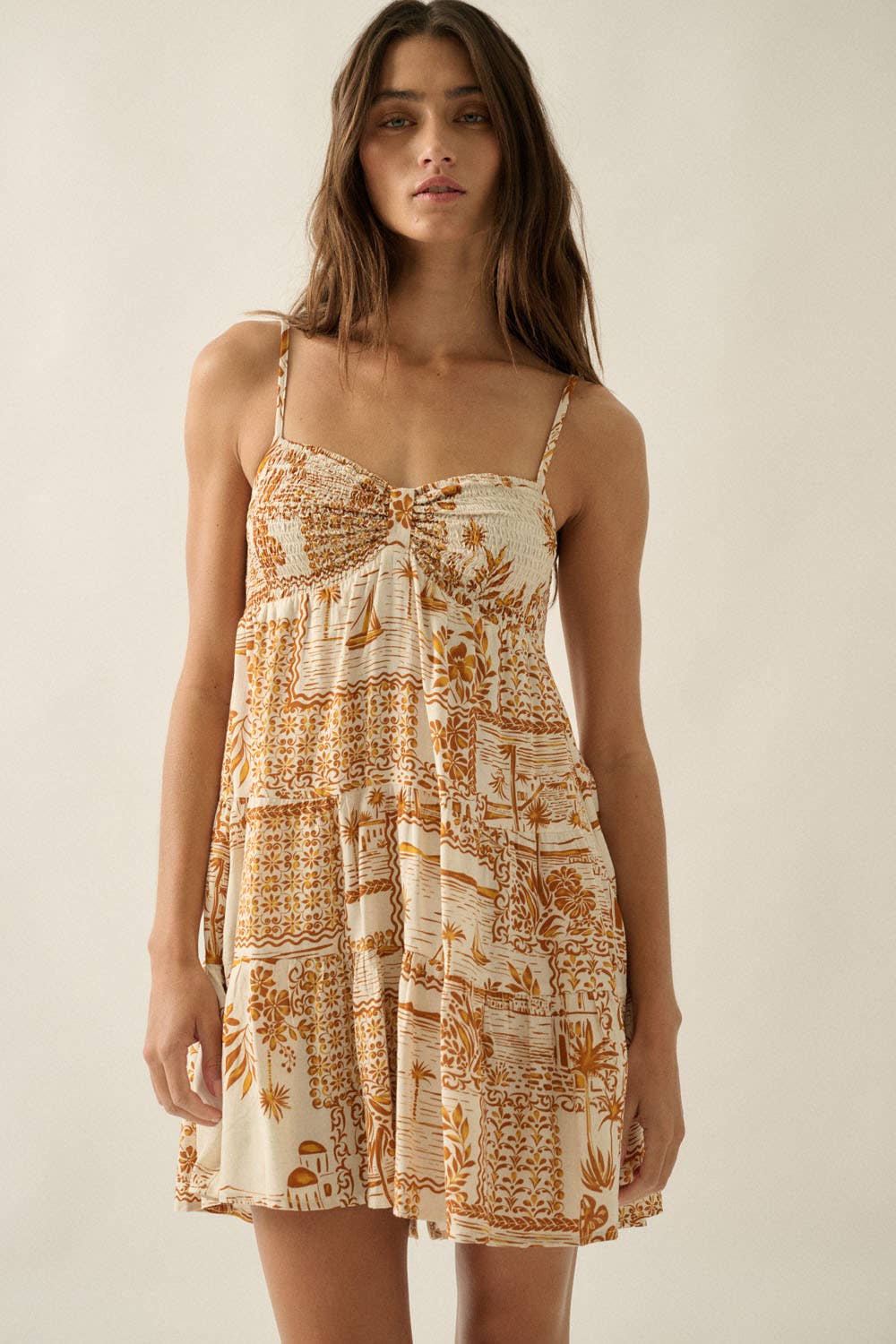 Smocked Tiered Babydoll Cami Romper