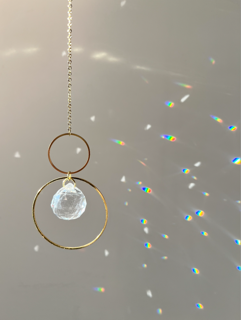Double Circles Crystal Prism Sun Catcher Rainbow Maker