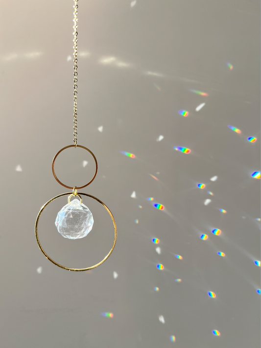 Double Circles Crystal Prism Sun Catcher Rainbow Maker