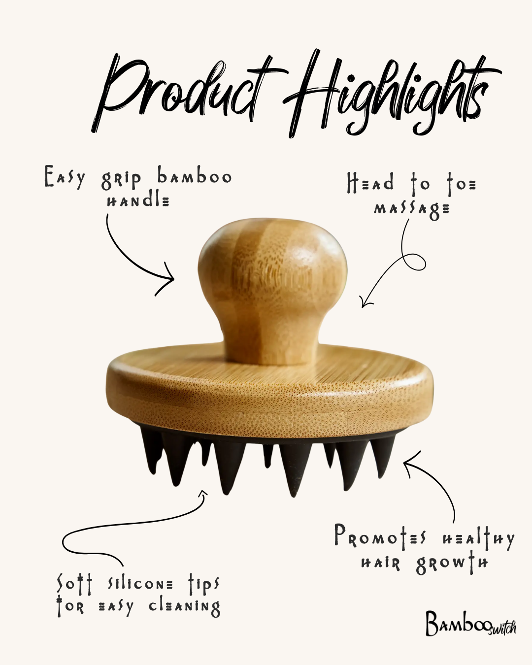 Bamboo + Silicone Scalp & Body Massager